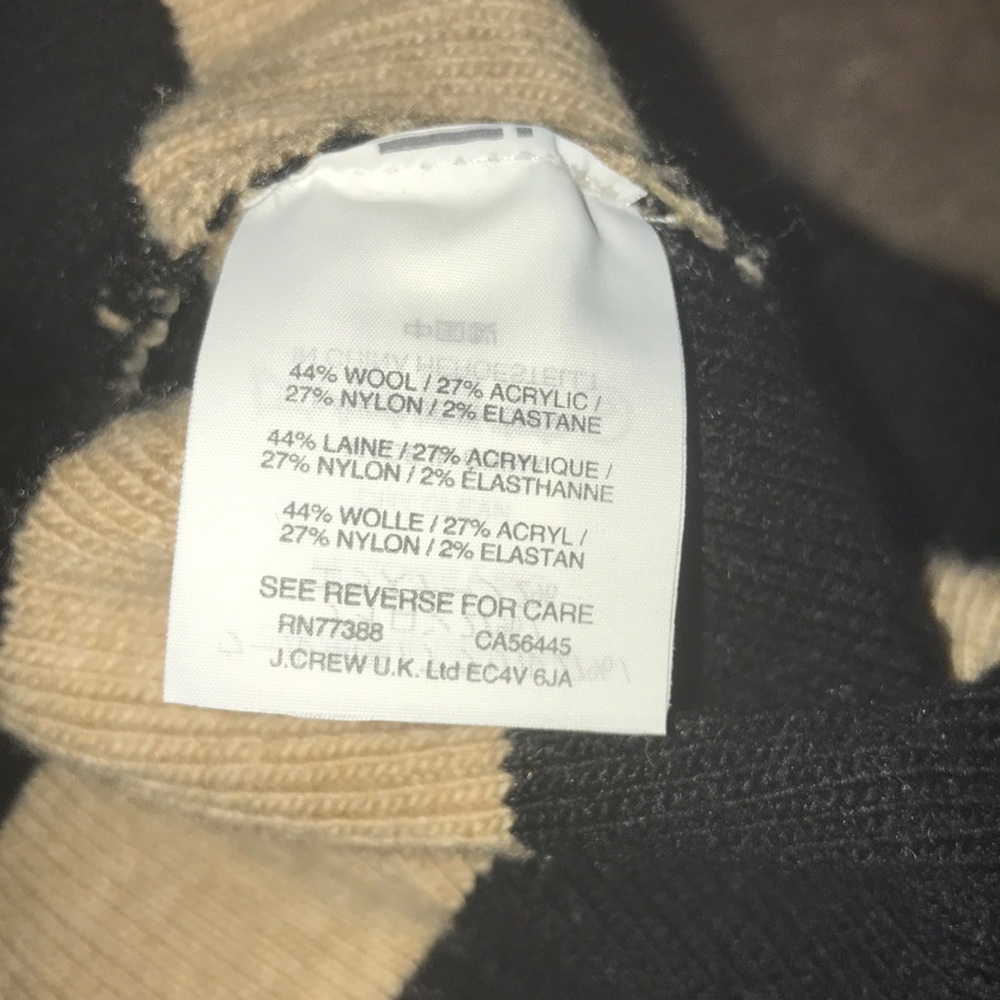 NWT J. Crew Striped Turtleneck Dress, Black&Camel - Picture 5 of 5